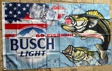 Busch Light Beer Brewed in USA GO FISHHHH Fishing 3x5 ft. Flag Banner