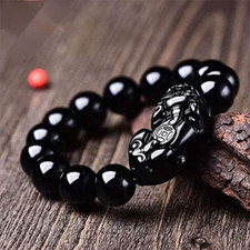 Feng Shui Black Obsidian Wealth Bracelet Wujin Tiger Eye Brave Protection Luck