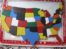 Vintage USA Wood Puzzle State Map General Box Company 1950s-1960s No Frame