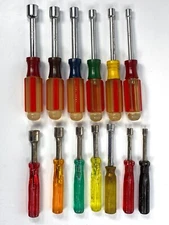 Mixed Lot of 13 Nutdrivers 6 Cal-Hawk and 6 Unbranded Standard SAE 3/16" - 1/2"