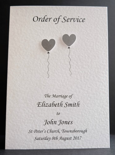 10 Handmade Personalised Order of Service Front Covers *23 Colours* - Picture 5 of 7