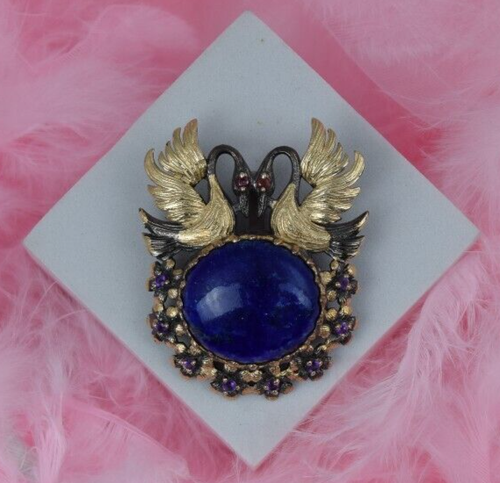 Pendentif Soleil En Lapis-Lazuli (pierre Bleue) Sur Plaqué Argent - Bijou Fait Main NEUF (sans Emballage)