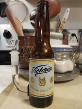Victoria Beer Bottle  Glass Bong  Bubbler "L' Stem + 14mm Bowl  Mexico!
