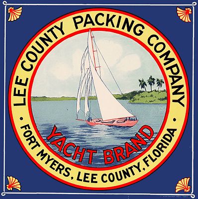 Fort Myers Florida Yacht Brand Boat Orange Citrus Fruit Crate Label Art Print