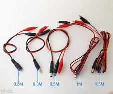1set Alligator Clip to 5.5 X 2.1mm DC Male Female DC Power Cable 30/50/100/150cm