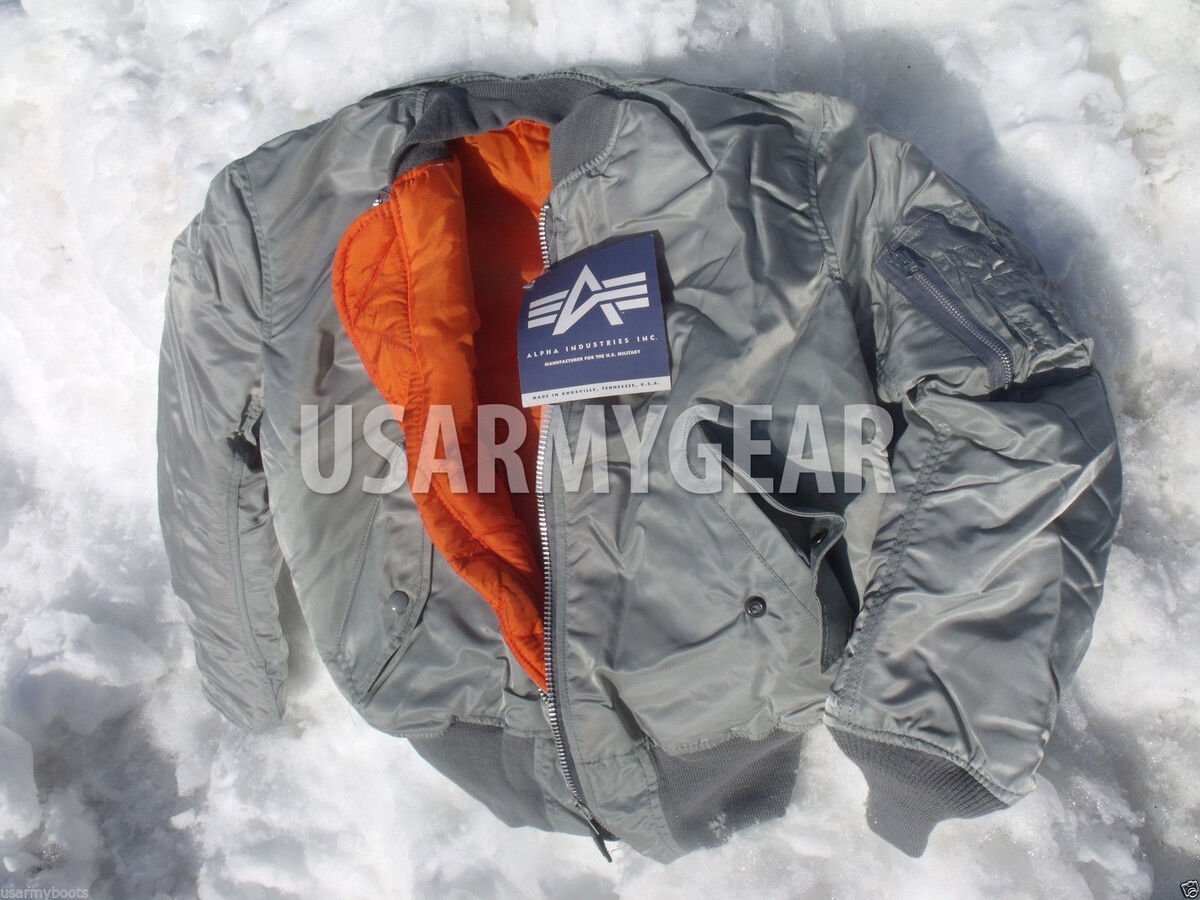 Made in USA MA-1 Alpha Industries US Army Pilot Flight Military Bomber AF  Jacket