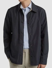 Canali Men's Blue Beige Reversible Italy Lined Snap Front Jacket Coat Size 50