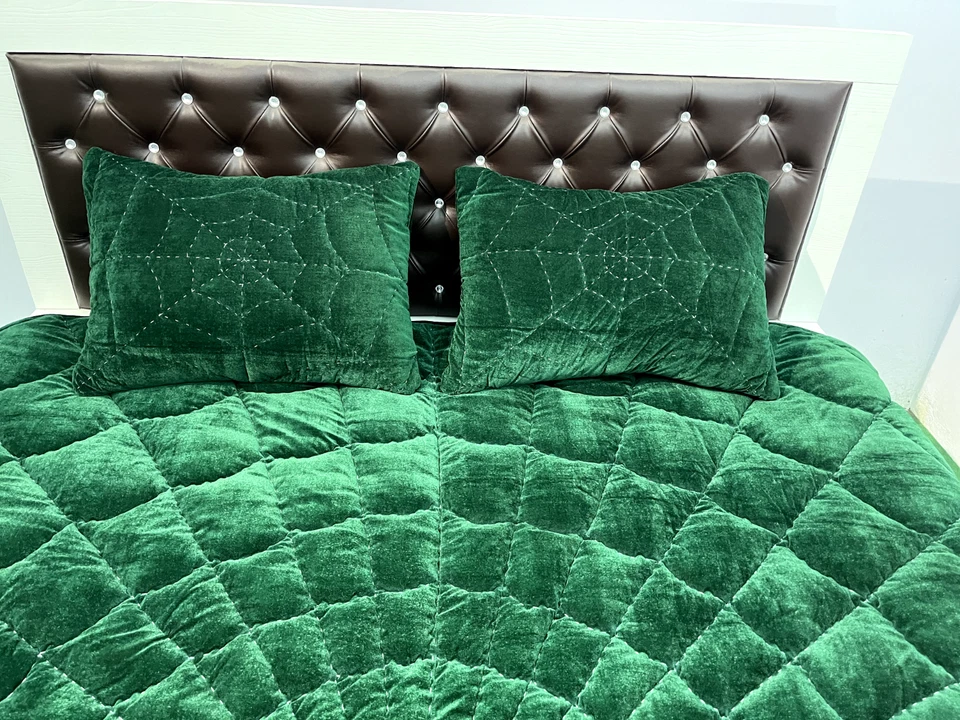 Emerald green velvet spider quilt King Size comforter Bedspread Blankets Bedding - Image 4 of 4