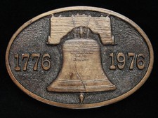 OC19171 NOS VINTAGE 1976  LIBERTY BELL  BICENTENNIAL BRASSTONE BELT BUCKLE