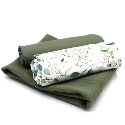 VMG-STORE Musselin Stoffpaket 2x Baumwollstoff je 0,5m + Musselin Nähen Double Gauze Set01