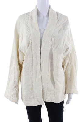 MNG Women Boho Beige Cotton Polyamide Long Sleeve Jacket Size XS