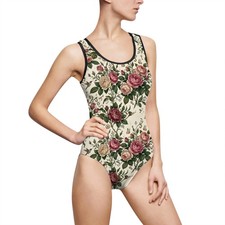 Vintage Rose Floral Swimsuit  One-Piece Floral Bathing Suit