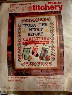 Bernat CHRISTMAS SAMPLER Counted Cross Stitch Kit #WO0018 Almost Finished PLUS