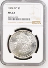 1884 CC Carson City $1 Morgan Silver Dollar NGC MS62