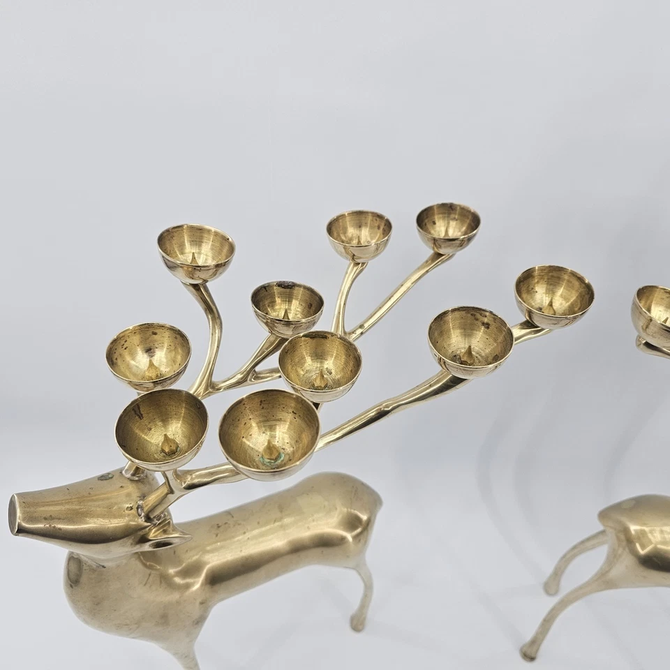 Пара латунных северных канделябров Pottery Barn Williams Sonoma 1997 10 чашек 20 дюймов - Изображение 3 из 4