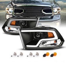 LED Plank Tube Black Square Projector Headlights- Driver and Passenger Side