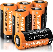 6 Pack 1600mAh Non-Rechargeable CR17345 Batteries 10 Years Shelf Life, Long-Las