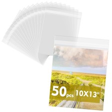 Mat Board Center, 50 Pack 10 7/16 x 13 1/4 Acid-Free Crystal Clear Sleeves St...