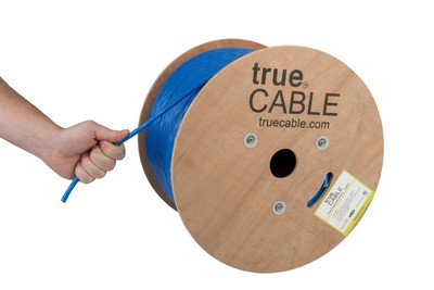 trueCABLE Cat6A Riser (CMR), 1000ft, Blue, 23AWG 4 Pair Solid Bare Copper, 75...