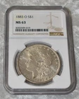 1883 O MORGAN 90% SILVER $1 DOLLAR NGC CERTIFIED MS 63 MS63 NEW ORLEANS US COIN