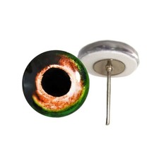Pair Green  Orange Fish Glass Eyes On Wire Pin Posts Doll Making Needle Felting