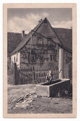 Postcard GERMANY Iphofen. Residential building. Well. Street Scene c1930s