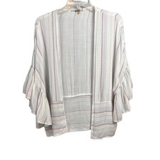 Gimmicks by BKE Womens Small Kimono Top Crop Boho layer Open Front ruffle Jacket