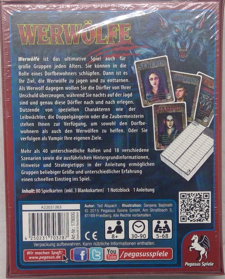 WEREWOLVES TED ALSPACH ~ (ALLEMAND) JEU DE CARTES NEUF ET SCELLÉ - Photo 2/2