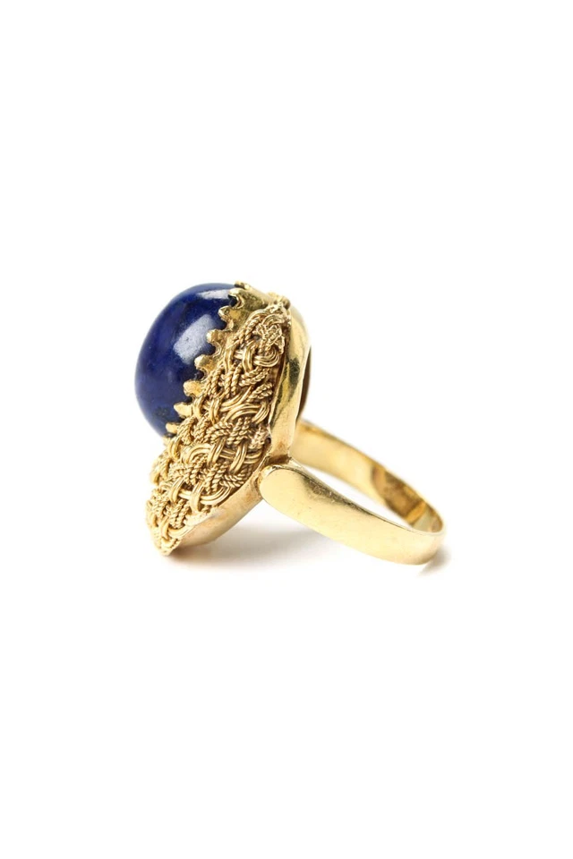 Anillo de diseño tejido lapislázuli de oro amarillo de 18 quilates talla 6 8,5 g Foto 3 de 4
