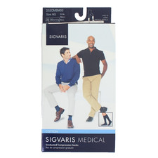 SIGVARIS 232 Cotton Long Ribbed Knee High 20-30mmHg White Compression Socks - MS