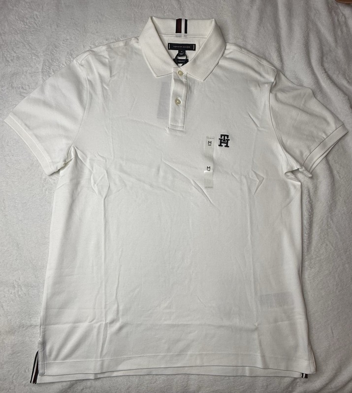 TOMMY HILFIGER REGULAR FIT soft cotton monogram Embroidery Polo shirt Med