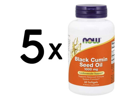 5 x NOW Foods Black Cumin Seed Oil - 60 softgels (283,17 EUR/kg)