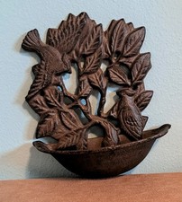 Cast Iron Birds Farmhouse Wall Pocket Bird Feeder Indoor/Outdoor