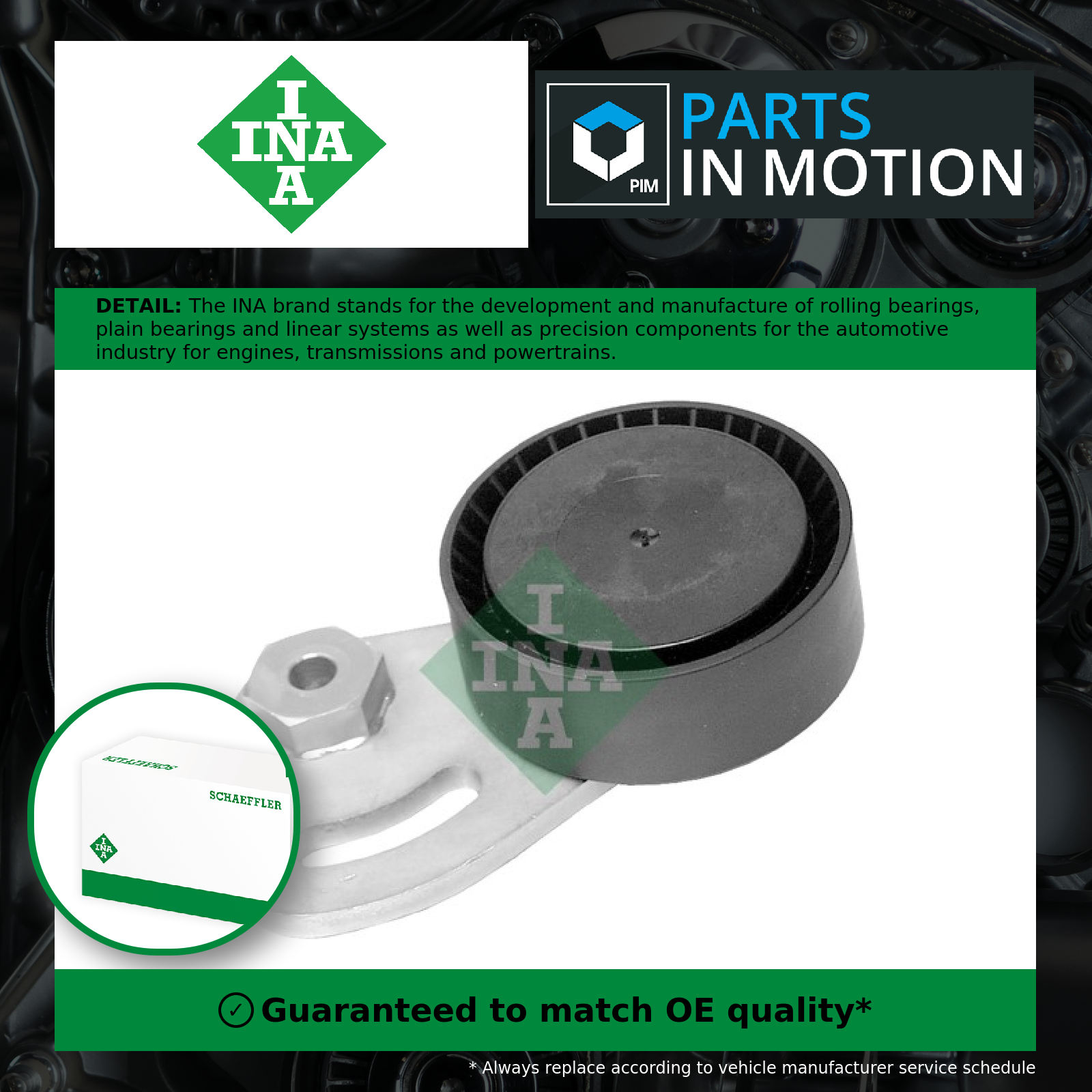 Aux Belt Tensioner fits ROVER 75 RJ 2.0D 99 to 05 Drive V-Ribbed INA PQG100340L