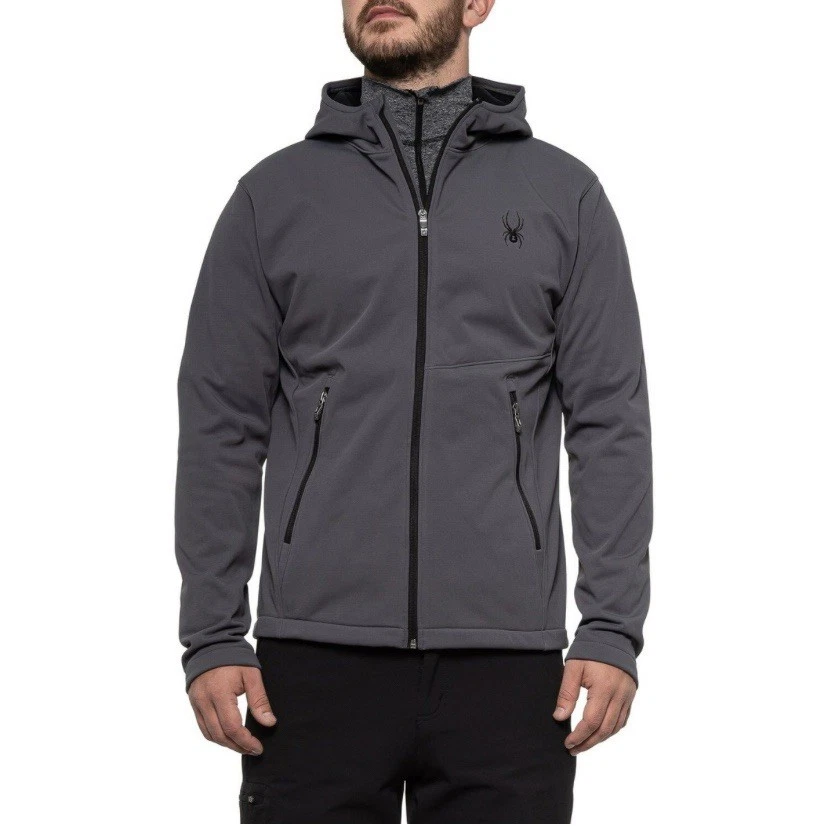 Spyder Gray HydroWeb Waterproof Zip Front Soft Shell Hooded Jacket Size M