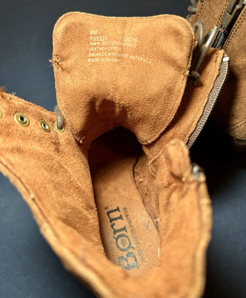 Botas Born Gosford para mujer 8 M marrón gamuza con cordones tacón con cremallera F55326 Foto 2 de 4