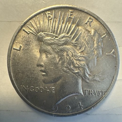 1924 Philadelphia Mint Silver Peace Dollar AU Condition