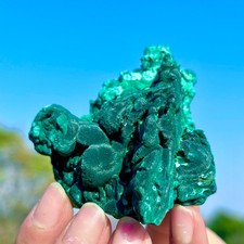 126G Natural VELVET Malachite cat's eye specimen crystal rough mineral-Congo