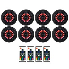 8 Genuine Marine 6.5" Full Range Marine Boat Speakers with RGB LED Lighting