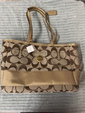Coach Signature Stripe Diaper Baby Bag Tote F15188 Light Khaki  Papaya