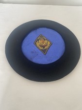 Vintage Boinas Elosegui Beret, Black Wool, Blue Lining
