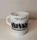 Vtg Galaxy Milk Glass Cup Mug "I Caught The Blues At Lou's" Memphis - Souvenir