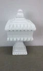 vintage Westmoreland Square Milk Glass Wedding Bride Cake Box Compote with Lid