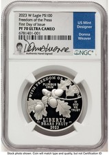 2023-W Proof Platinum Eagle 1 oz FDI Donna Weaver NGC PF70 2352.00 per troy oz