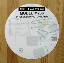 Shure M236 Professional Custom Designed Tonearm Cartridge Alignment Protractor