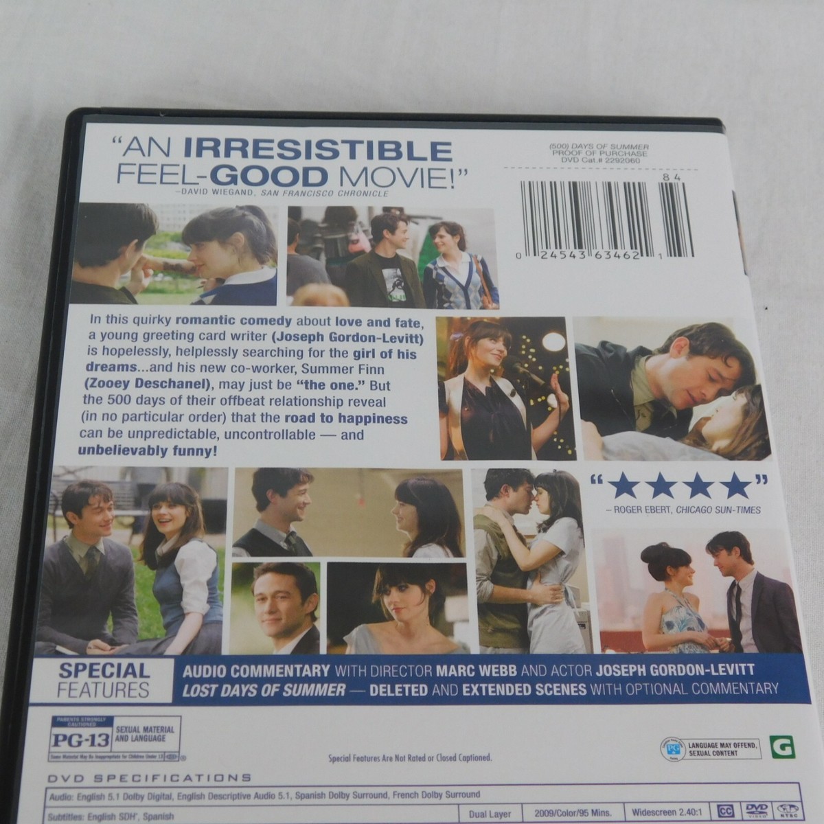 500) Days of Summer DVD 2009 Fox PG13 Joseph Gordon-Levitt Zooey