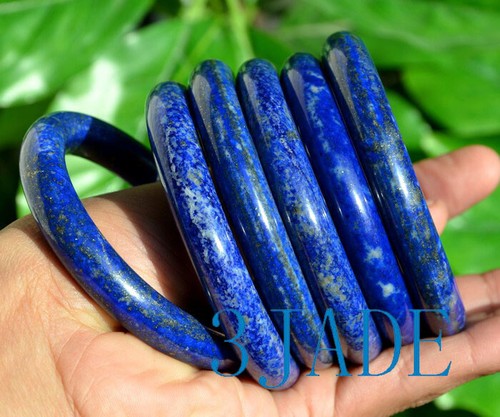 59mm Natural Lapis Lazuli Gemstone Princess Cut Round Bangle Bracelet - Picture 5 of 9