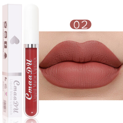 18Color Flüssiger Lippenstift Samt Matt Langhaltend Lip Gloss Wasserfest 02 (
