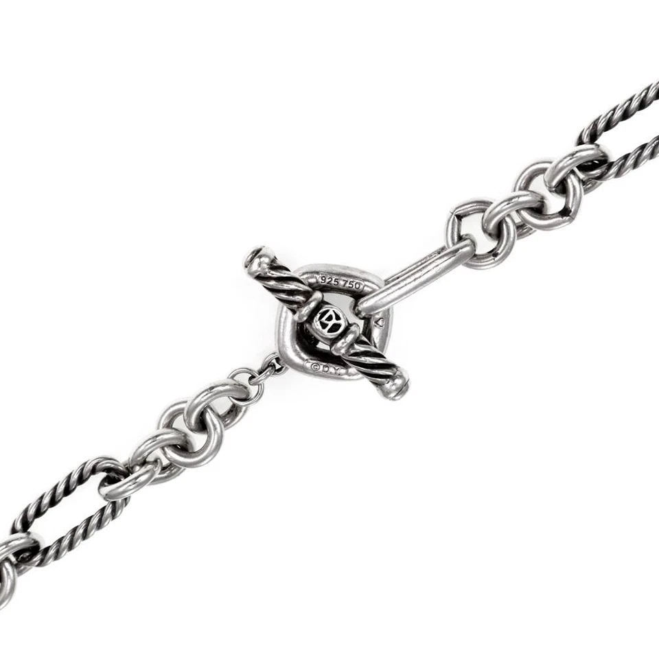 David Yurman Onyx 项链 珍珠 纯银 18k 金 切换扣 36L — 第 4/4 张图片