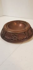 Vintage Wooden Ashtray Brass Tray Decorative Floweral 